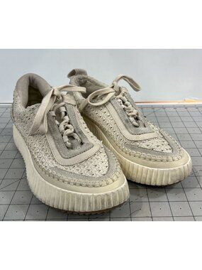 Woven Platform Sneakers Dolce Vida Beige Lace-Up Casual Shoes Women's Size 9
